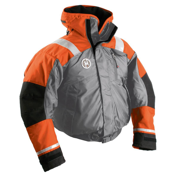 First Watch AB-1100 Flotation Bomber Jacket - Orange/Grey - Large AB-1100-OG-L